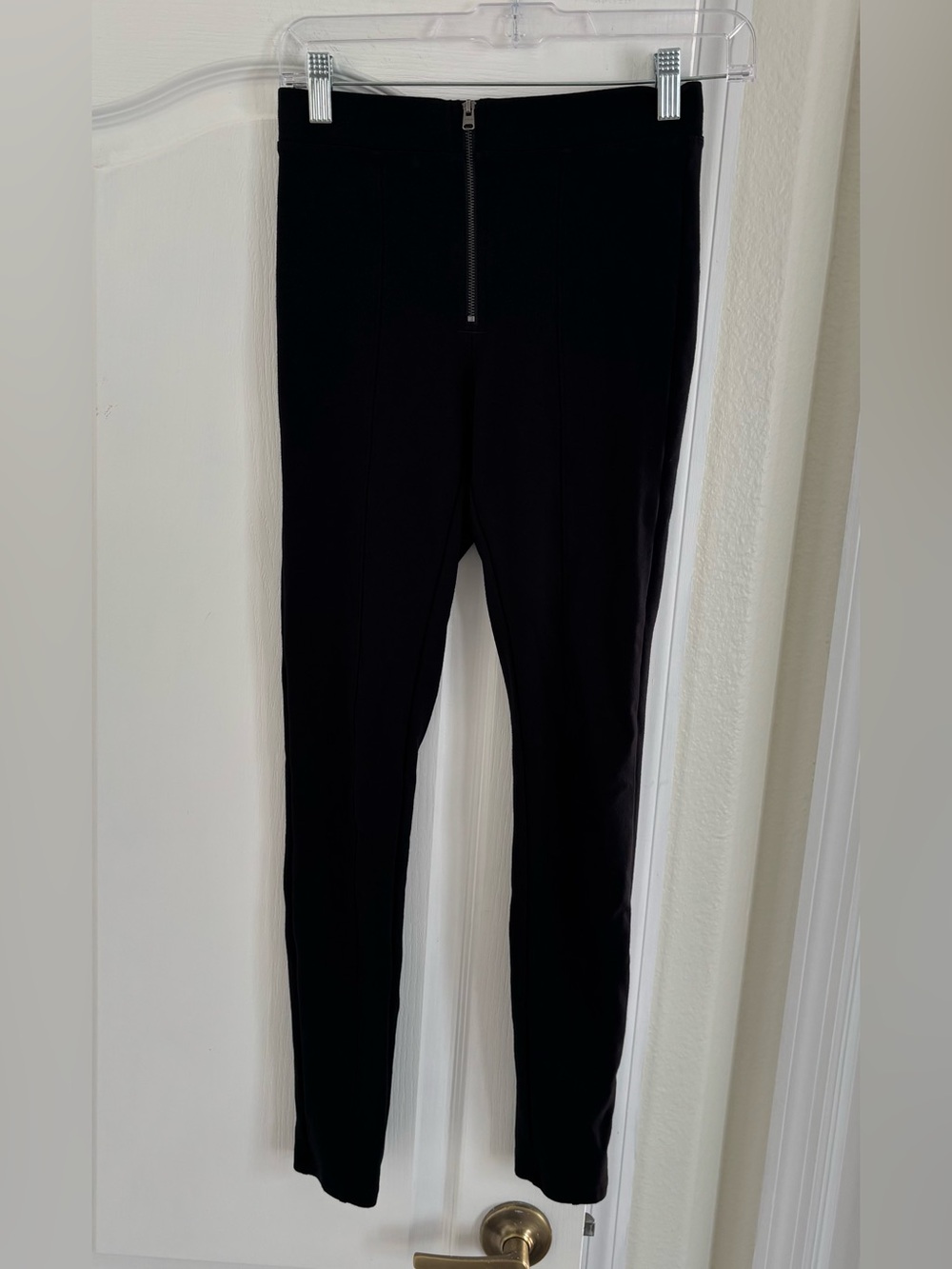 Women’s Express Black High-Rise Ponte Skinny Pants with Front Zipper